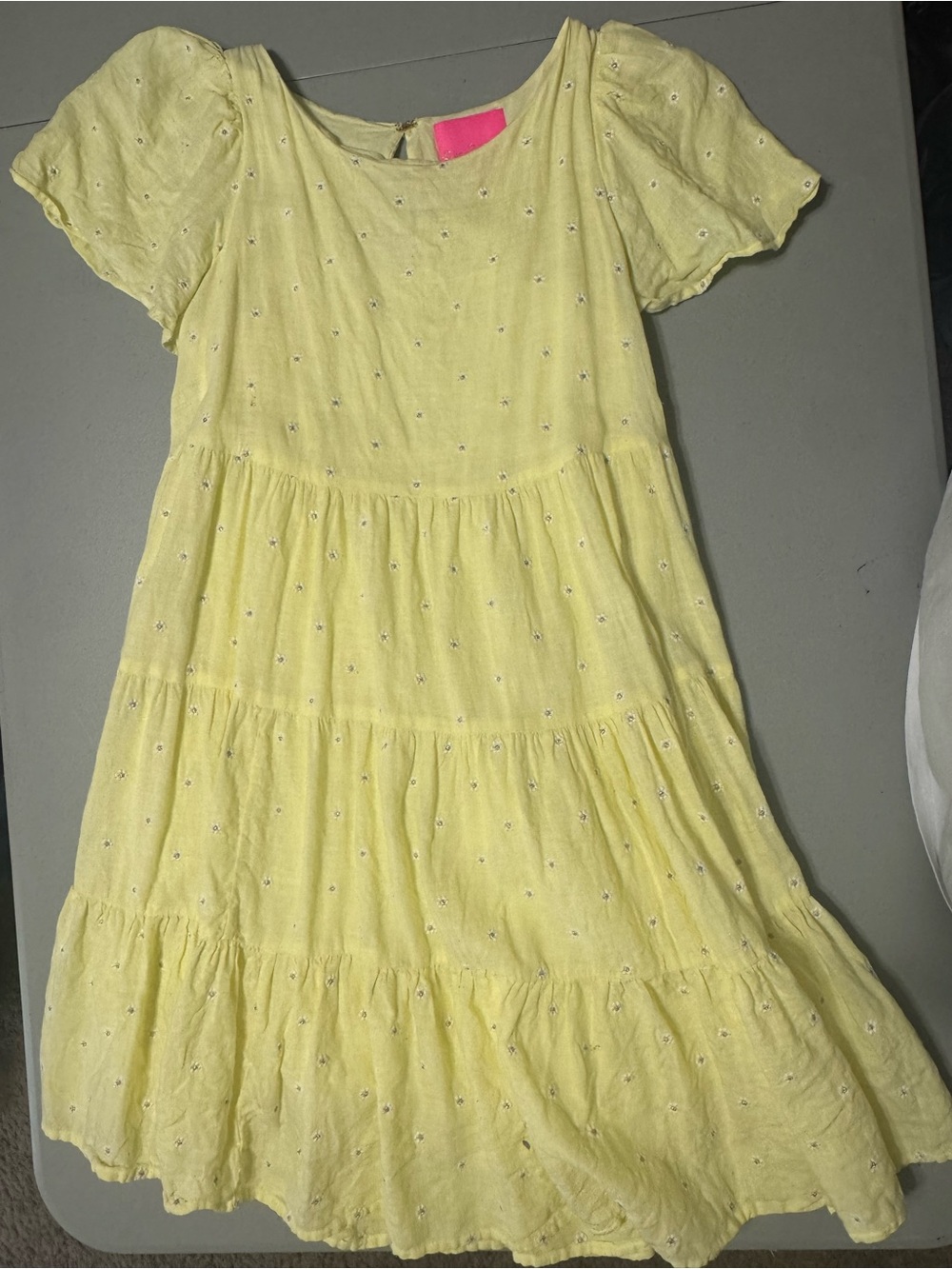 Lilly Pulitzer Yellow Eyelet Tiered Casual Dress